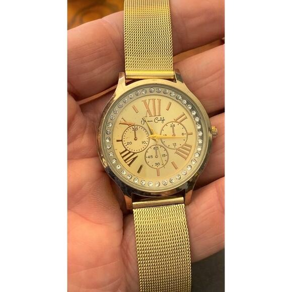 Women's 36mm Gold Tone Jessica Carlyle Watch, Crystal Accents, Mesh Band - Picture 3 of 3